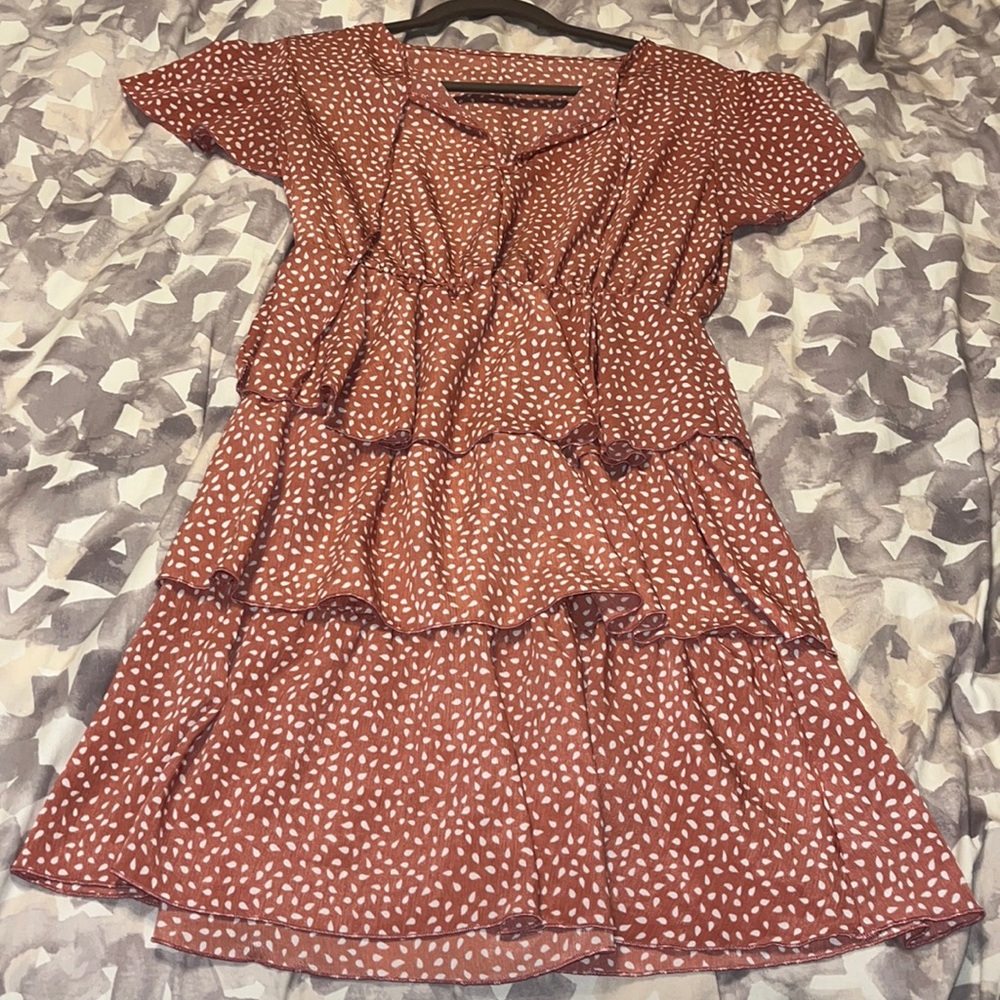 Short sleeve layered mini dress from Amazon .. pink and white